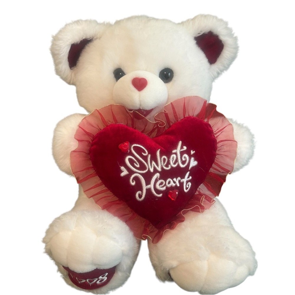 DanDee White Teddy Bear Sweetheart Plush 2008 Valentine’s Day 21”